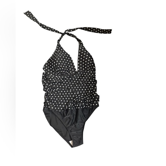 2 BAMBOO Ladies' Swimsuit Black & White Polka Dot Size XXL 14-16 Tummy Control - Picture 9 of 15